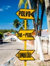 Sign indicating shrimp and seafood portugues