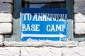 Sign indicating the way for the ABC on the Annapurna Base Camp T Royalty Free Stock Photo