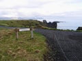 Sign indicating way to famous Gatklettur basalt rock arch in Snaefellsnes Peninsula National Park. Arnarstapi, Iceland.