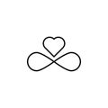 sign of infinity and heart icon. Element of wedding for mobile concept and web apps illustration. Thin line icon for website desig Royalty Free Stock Photo