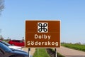 A sign informing visitors that they have found the national park called Dalby SÃÂ¶derskog in southern Sweden