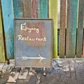 Sign with the inscription Eingang Restaurant in the center of Berlin