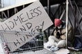 Homeless and hungry sign Royalty Free Stock Photo