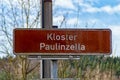 Sign with the inscription Monastery Paulinzella Royalty Free Stock Photo