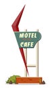 Sign with the inscription - Motel Vacancy Cafe Royalty Free Stock Photo