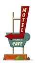 Sign with the inscription - Motel Vacancy Cafe Royalty Free Stock Photo