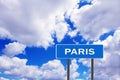 Sign with inscription Paris with view of sky Royalty Free Stock Photo