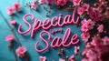 Sign with the inscription Special Spring Sale with flower background. AI generate illustration