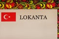 Sign inscription turkish restaurant lokanta and turkish flag