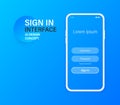 Sign In interface Screen. Mobile ui design concept. Login with Password Window. Vector illustration. Royalty Free Stock Photo