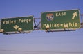 A sign for Interstate 76 in Philadelphia and Valley Forge