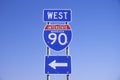 A sign for interstate 90 west in Minnesota