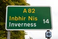 Sign for Inverness on the A82 Royalty Free Stock Photo