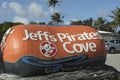 Sign for Jeff`s Pirates Cove Restaurant Royalty Free Stock Photo