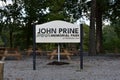 Sign at John Prine Memorial Park by Green River in Kentucky