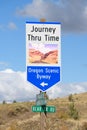 Sign for Journey Thru Time and Oregon Scenic Byway travel route
