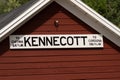 Sign at the Kennecott Mine gives exact mileage distance to two cities Royalty Free Stock Photo