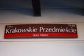 Sign of Krakowskie Przedmiescie metro station, Warsaw, Poland Royalty Free Stock Photo