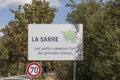 sign la Sarre at the entrance to region Saarland at the border of France