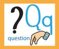 Cartoon letter Q. Creative English alphabet. ABC concept. Sign language and alphabet.