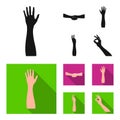 Sign Language black, flat icons in set collection for design.Emotional part of communication vector symbol stock web Royalty Free Stock Photo