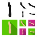 Sign Language black, flat icons in set collection for design.Emotional part of communication vector symbol stock web