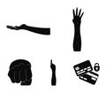 Sign Language black icons in set collection for design.Emotional part of communication vector symbol stock web