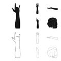 Sign Language black,outline icons in set collection for design.Emotional part of communication vector symbol stock web Royalty Free Stock Photo