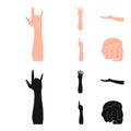 Sign Language cartoon,black icons in set collection for design.Emotional part of communication vector symbol stock web Royalty Free Stock Photo