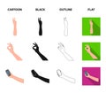 Sign Language cartoon,black,outline,flat icons in set collection for design.Emotional part of communication vector