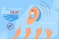 International Deaf day 23 september hand drawn vector illustration.Ear hearing aid,aerophone.