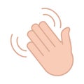 Sign language gesture clapping hand, line and fill icon