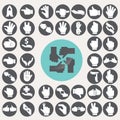 Sign Language Hands icons set. Royalty Free Stock Photo