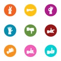 Sign language icons set, flat style