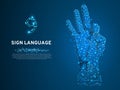 Sign language number nine, fillip, Polygonal low poly Deaf People silent communication alphabet Vector Royalty Free Stock Photo