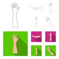 Sign Language outline,flat icons in set collection for design.Emotional part of communication vector symbol stock web