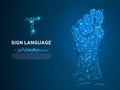 Sign language S letter, Figa Shish Kukish finger gesture. Polygonal low poly. People silent communication. Vector