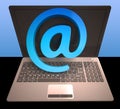 At Sign Laptop Shows Email on Web Royalty Free Stock Photo