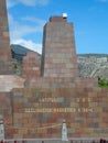 Sign of Latitude 0 at Middle of the world Monument in Quito Royalty Free Stock Photo