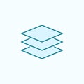 sign layers 2 colored line icon. Simple colored element illustration. sign layers outline symbol design from web icons set on blue