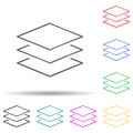Sign layers multi color set icon. Simple thin line, outline vector of web icons for ui and ux, website or mobile application