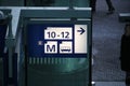 Sign leading to the platforms of train or metro on den Haag centraal station