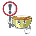 With sign lentil soup in a mascot bowl