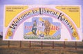 A sign for Liberal, Kansas