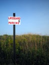 Sign for lifeguard parking Ditch Plains Beach Montauk New York Royalty Free Stock Photo