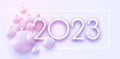 2023 sign with light pink hanging baubles