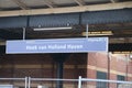 Sign at the light rail station Hoek van Holland where stop is created for the Hoekse Lijn but still not running due to technical i