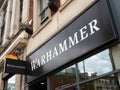 Sign and logo above a warhammer games store store on briggate in leeds city centre