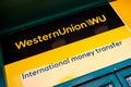 Sign And Logo Of Western Union International Money Transfer Business