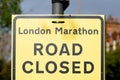 Sign for the London Marathon for road closure Royalty Free Stock Photo